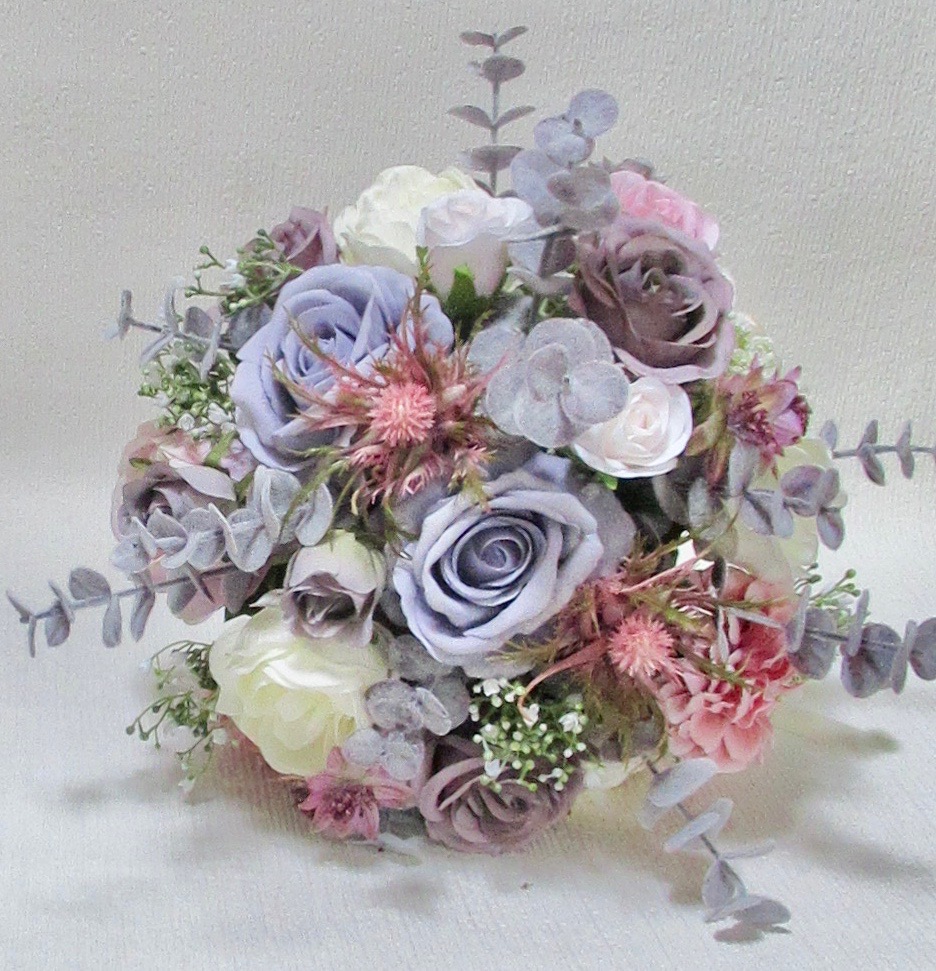 dusky pink, dusky mauve, dusky lilac, blush & ivory bridal bouquet, silk bouquets
